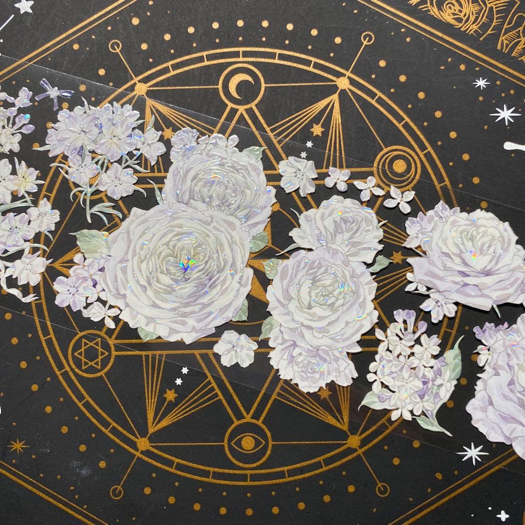 【9249】海外　マステ　中古巻　貝殻光マスキングテープ　お花系　紫