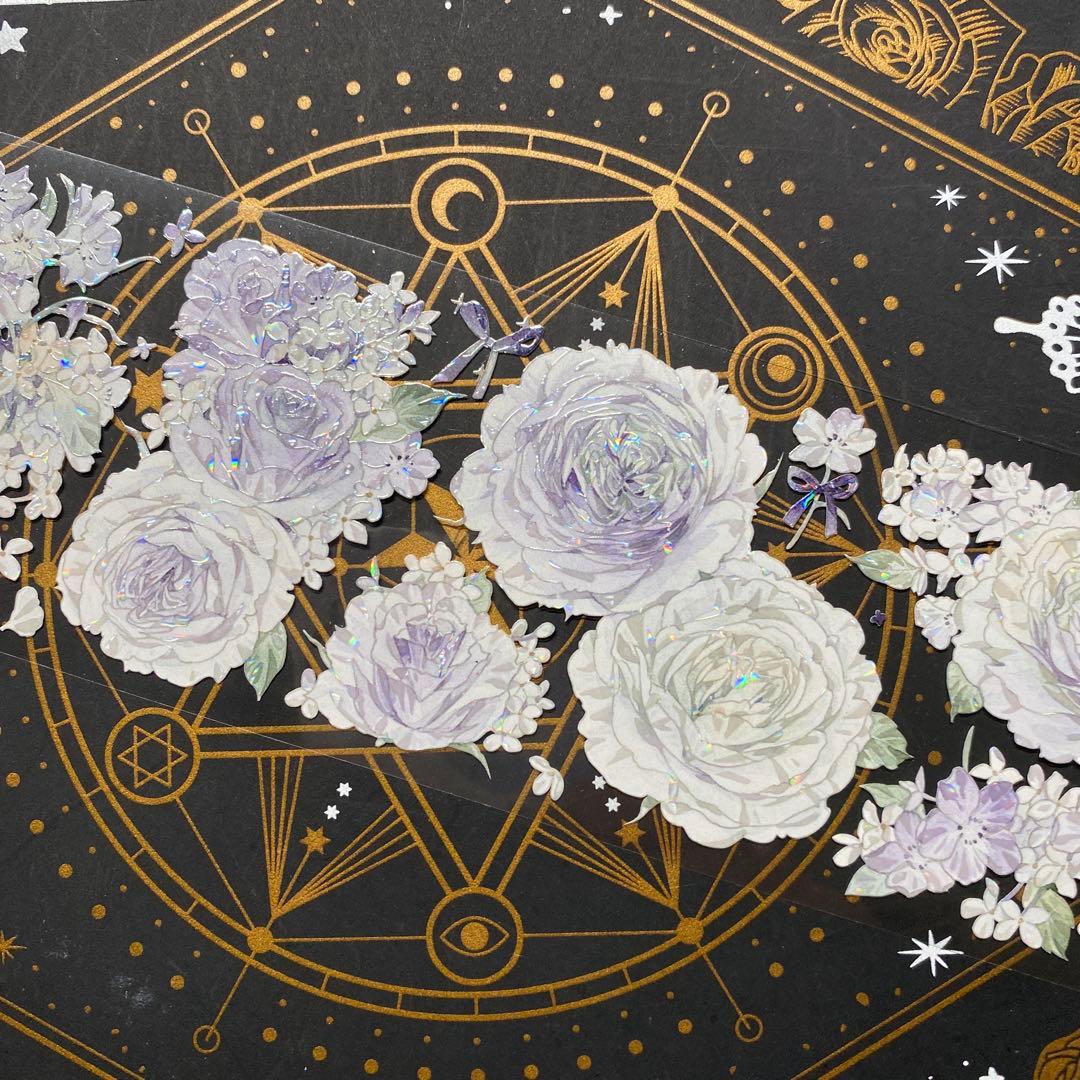 【9249】海外　マステ　中古巻　貝殻光マスキングテープ　お花系　紫