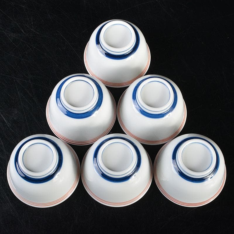 煎茶道具　七仙寿　汲出し茶碗　煎茶碗　六客　時代箱付　M　R7181