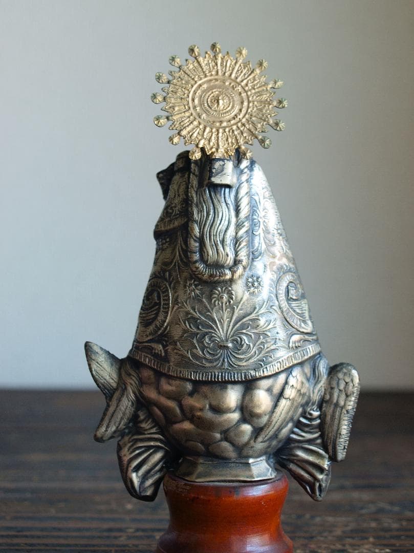 無力の聖母 聖母マリア幼子イエス像 洋銀 スペイン 宗教装飾/K131