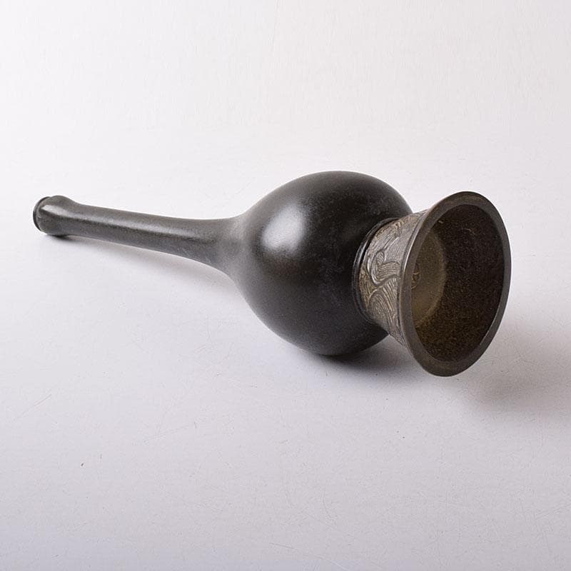 トッチャン　大名物　古銅鶴首花入　銘鶴一声写　花入　共箱　C　7864