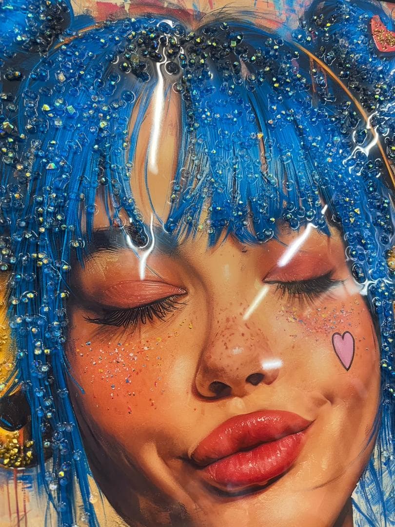 水晶絵　ビリーアイリッシュ　POP　アートパネル　絵画　壁掛け　カラフル　ポップ