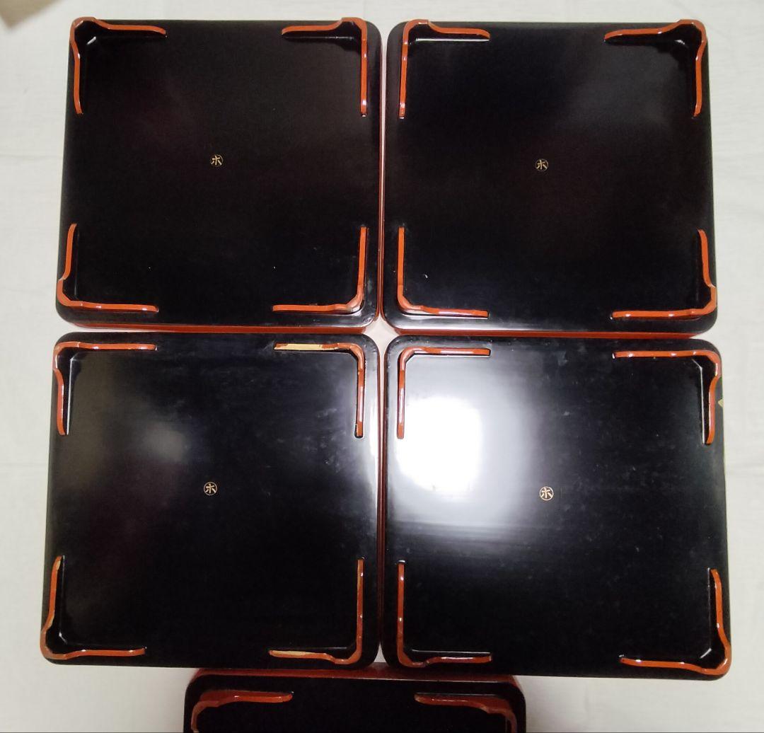 【5客脚付蒔絵膳 】漆器　会席膳 Lサイズ　御膳　朱塗　正月　祭事　アンティーク