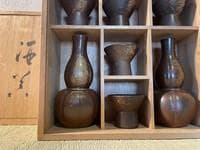 備前焼 酒器セット 徳利 2客 猪口 5客 共箱
