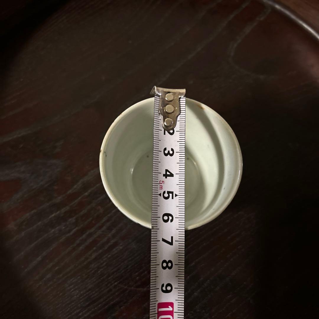 古伊万里染付　格子縞　蔓草文　④蕎麦猪口　江戸初期前期　アンティーク　白磁　李朝