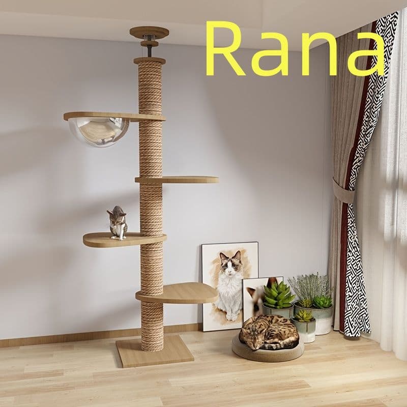 ンギングベッド＆展望デッキ- 木製室内クライミング家具猫用 - 頑丈なパイン材