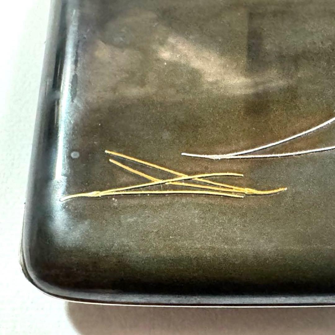 四分一、純金、松葉造嵌シガレットケース