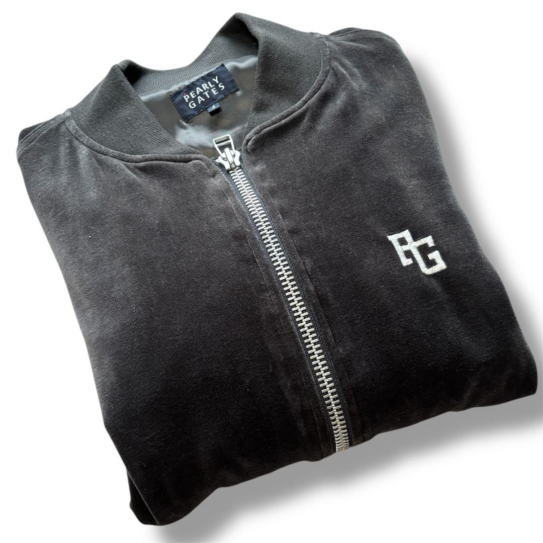 パーリーゲイツ✨　ベルベットブルゾン　ゴルフ　ジップアップ　ブラウン　４　M