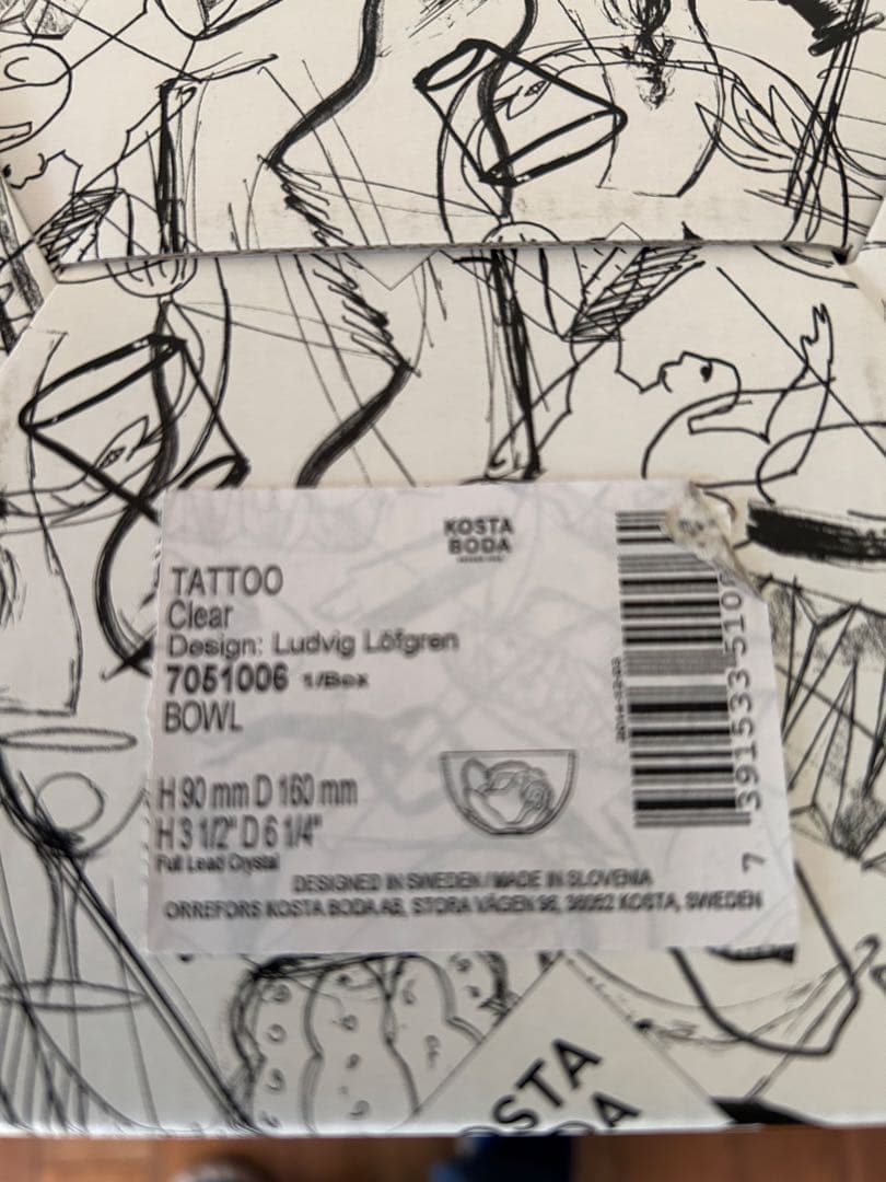kosta boda コスタボダ　TATTOO BOWL 薔薇　未使用