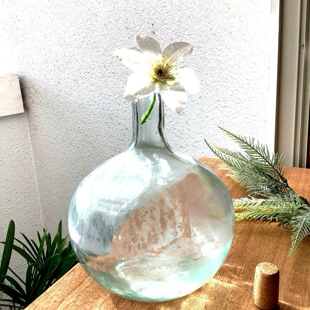 イタリアSVE 社　シードルガラス瓶(フラワーベース・オブジェ)ヴィンテージ