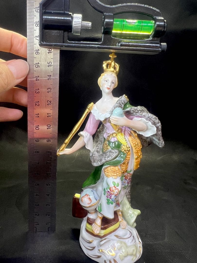 陶器製女性像 置物 ハープ付き