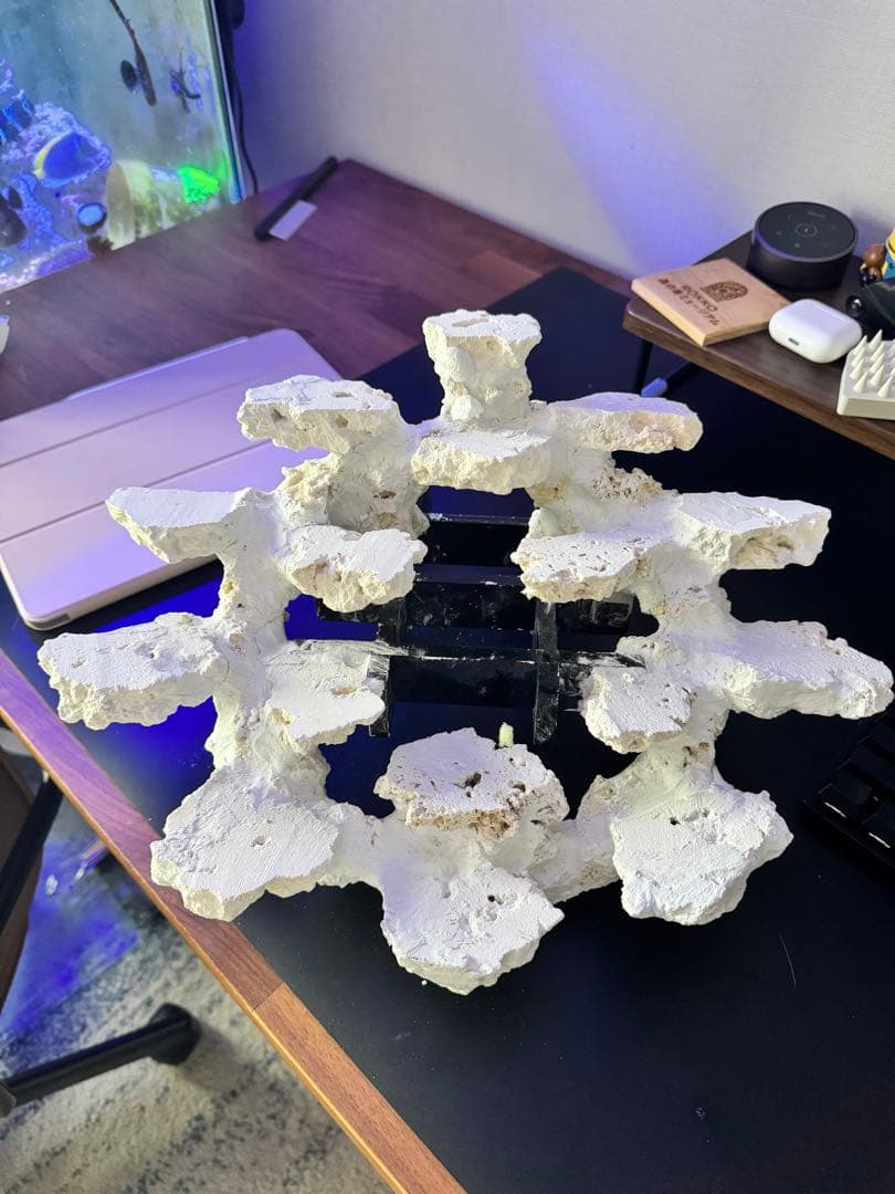 人工ライブロック白色 約5kg 吊り下げ風レイアウト