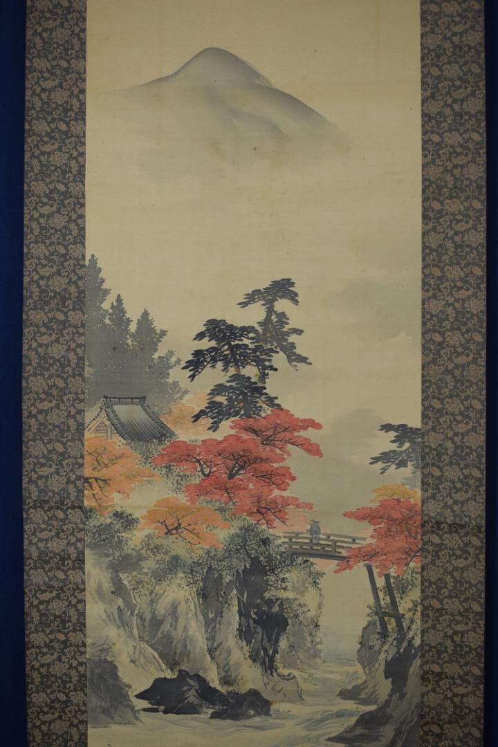 【真作】太田文暉/嵐山春秋山水図/双幅/掛軸☆宝船☆Y-971　JM