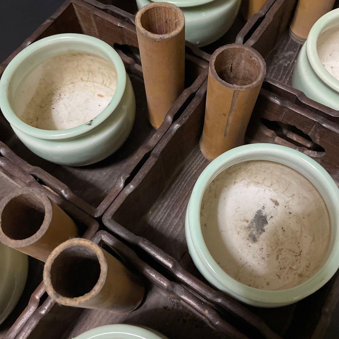 明治時代　桑の木の煙草盆　6組　共箱付き