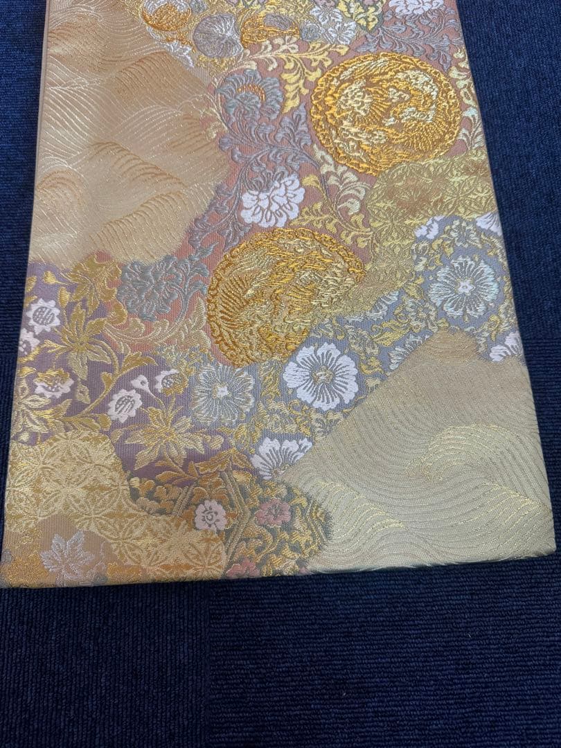 1919 袋帯 古代彫金紋  西陣織   金糸　高級上質上品　約440cm未使用