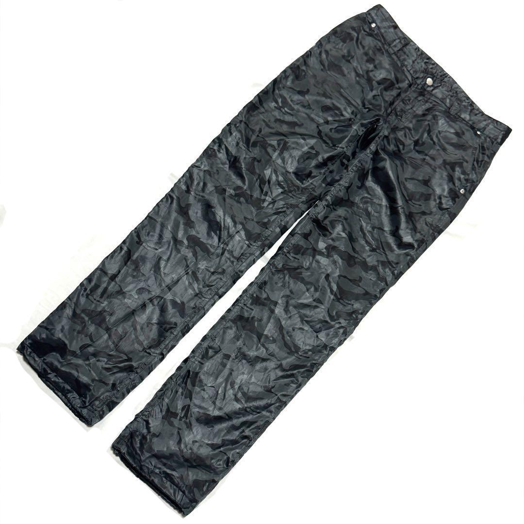 良好 フラットゴルフ 中綿ストレートパンツ 黒迷彩 防寒限定ゴルフ用 保温 軽量