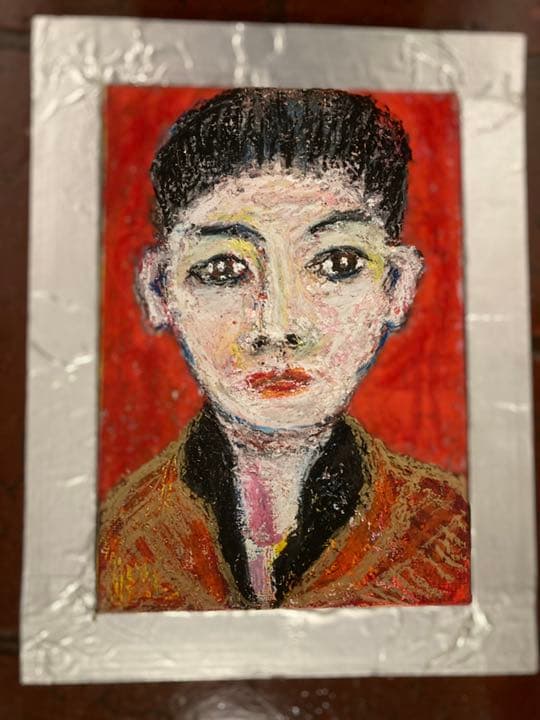 空飛ぶ画家、糸川裕志の次男、糸川芳男の肖像画、油絵、SM額入り、