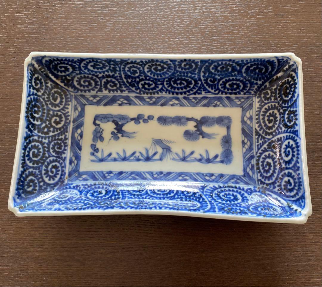 希少　古伊万里タコ唐草文長皿　5枚