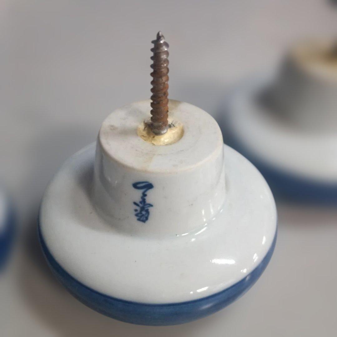 6074）源右衛門　松竹梅　陶器 陶製取手 ドアノブ コート掛け　有田焼 色絵