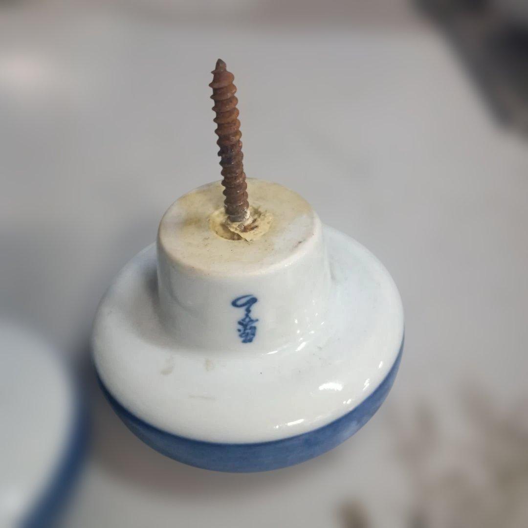 6074）源右衛門　松竹梅　陶器 陶製取手 ドアノブ コート掛け　有田焼 色絵