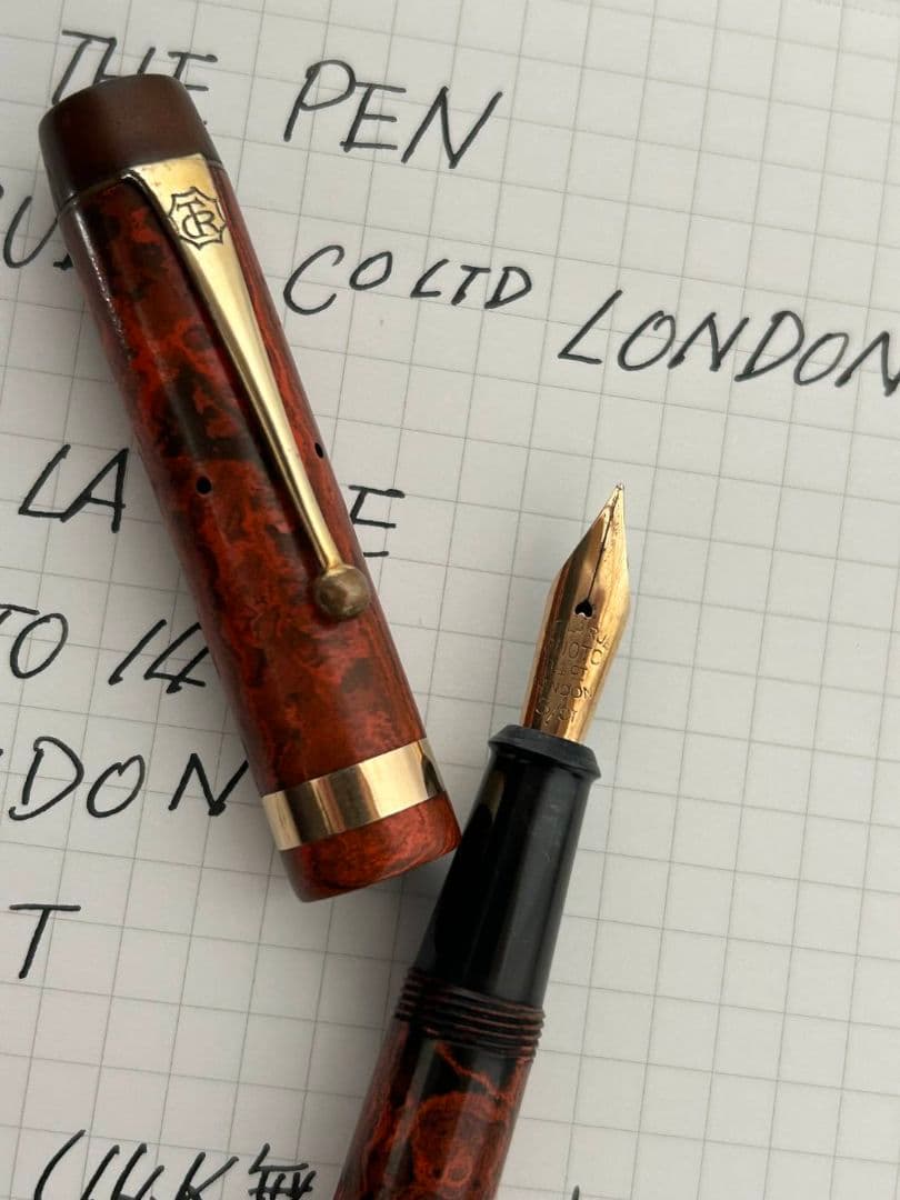 ONOTO オノト万年筆 レッドマーブル　エボナイト 1920年代　美品