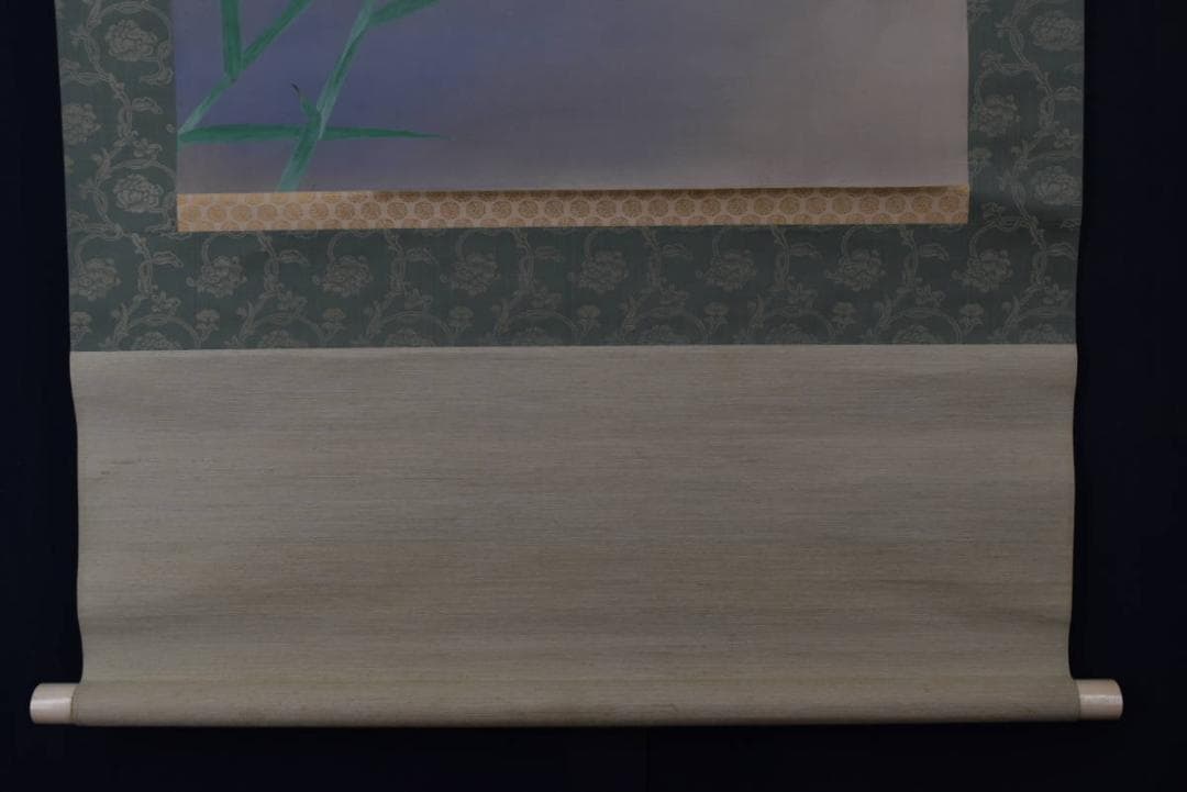 【真作】梅村素渓/池畔図/芦に水禽図/横物/水鳥図/掛軸/名家伝来/AA-270