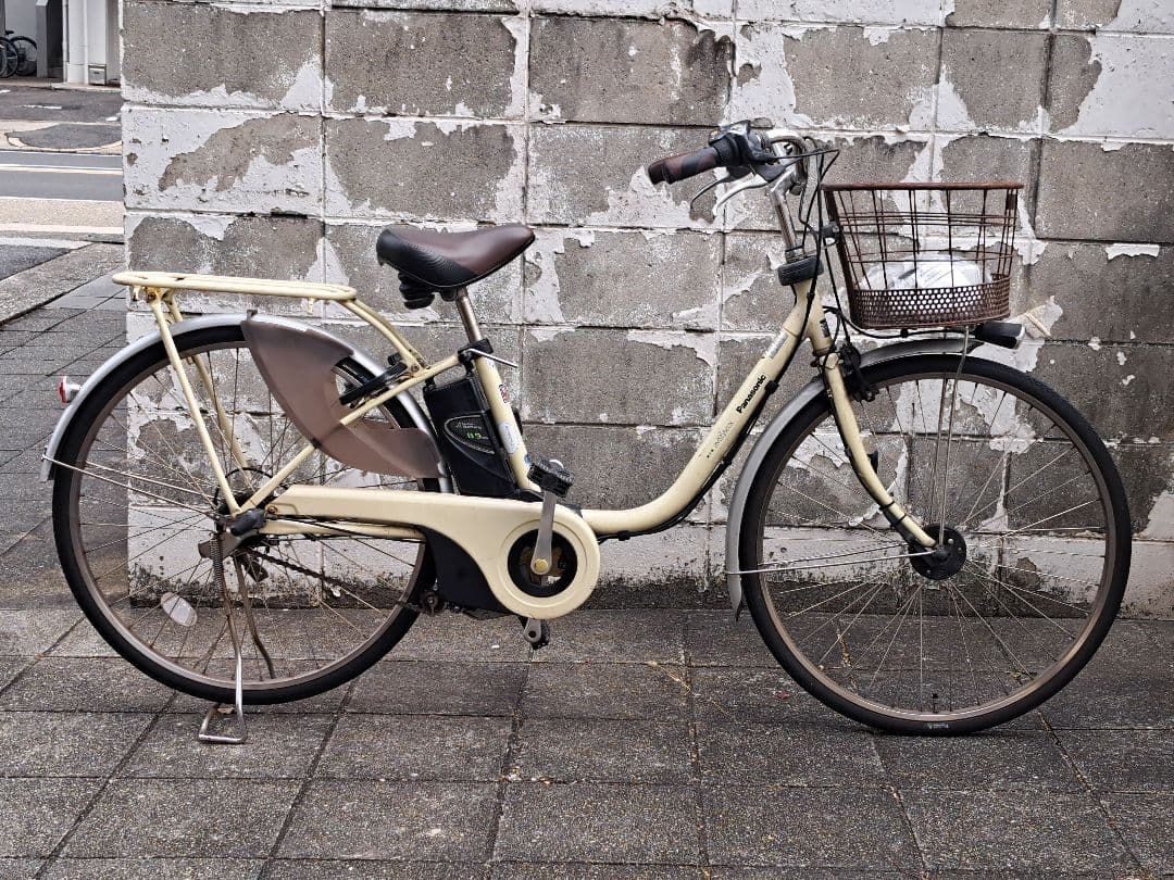 電動アシスト自転車 クリーム色 前面バスケット付き 名古屋～一宮配達可