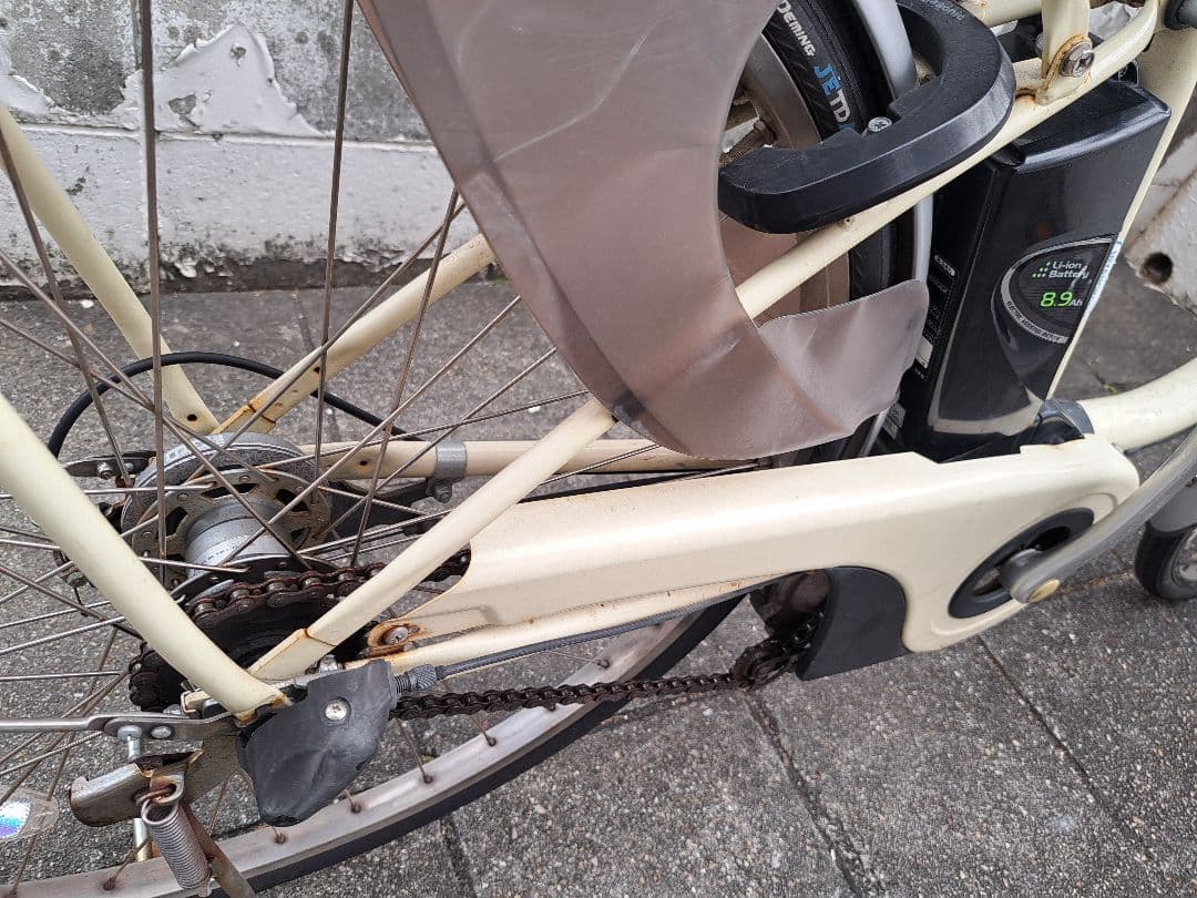 電動アシスト自転車 クリーム色 前面バスケット付き 名古屋～一宮配達可