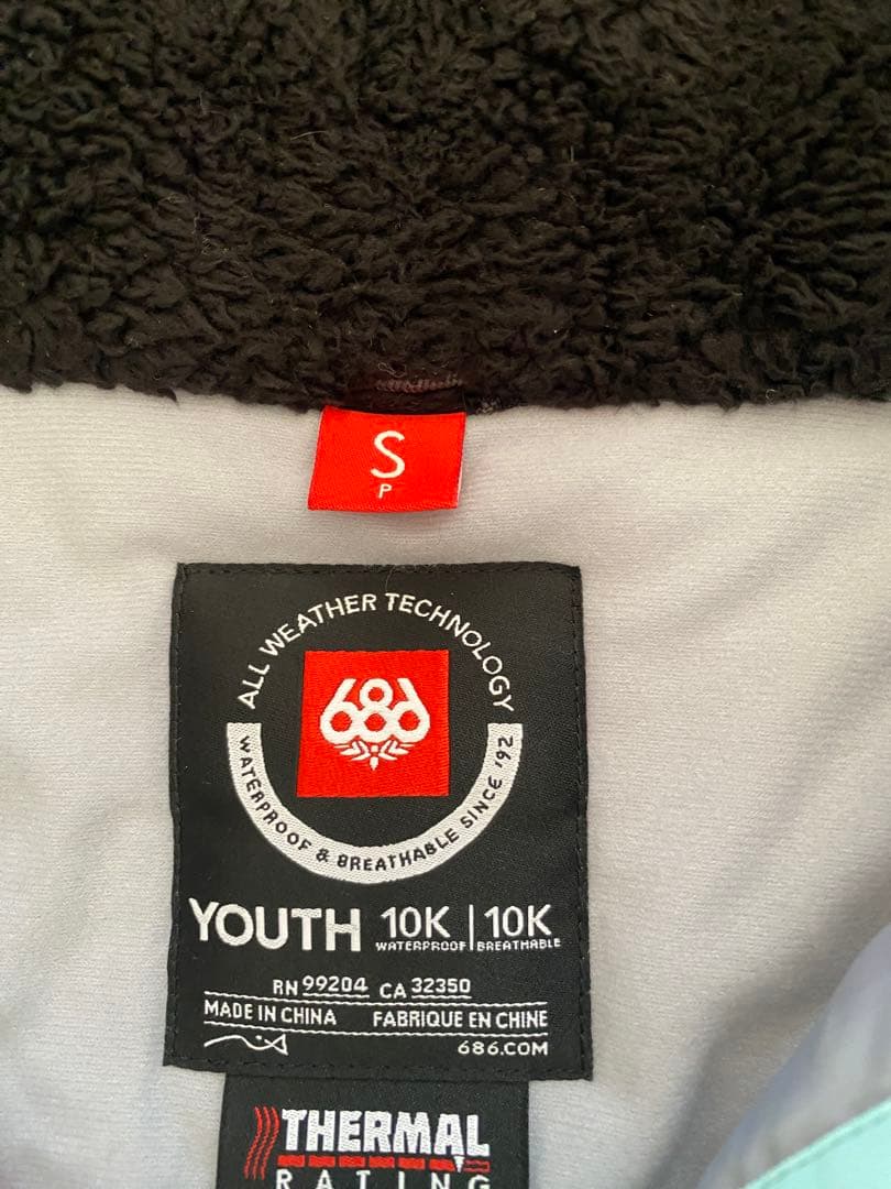 686 子供用 スノーボードウェア Sサイズ ミントグリーン/ブラック