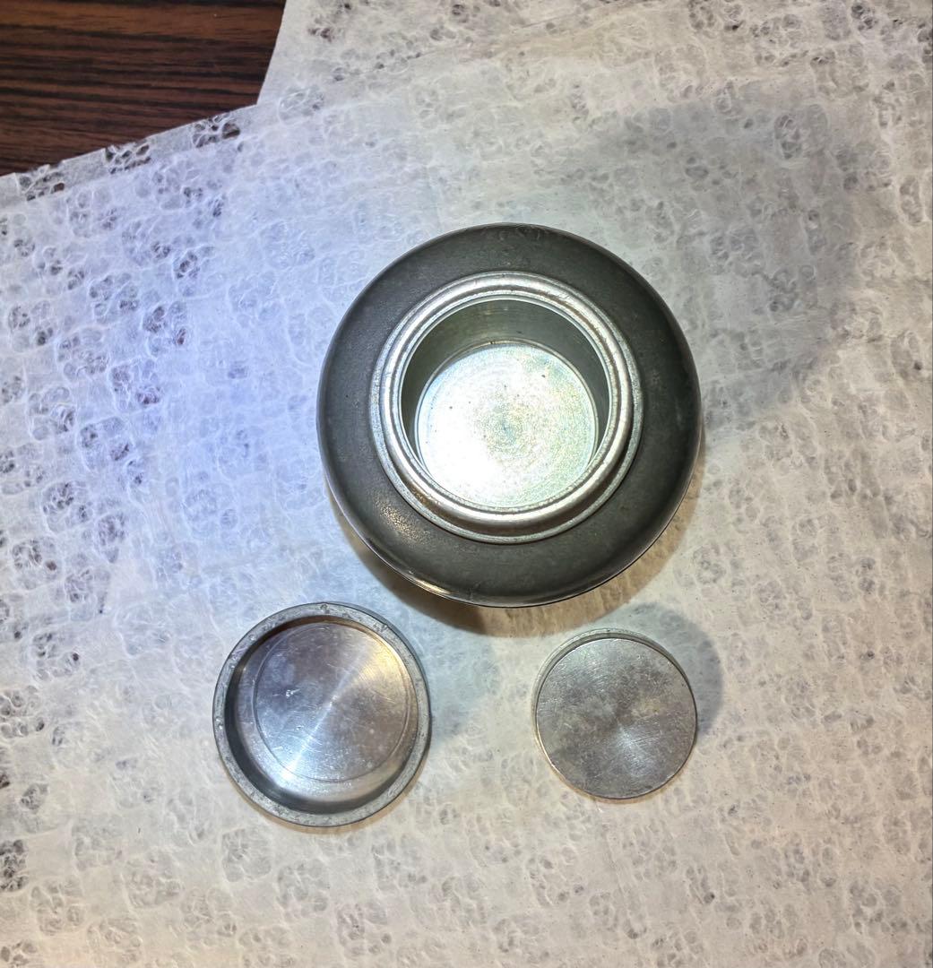 錫製茶入と陶器製急須セット ダークグリーン 茶道具 茶器 骨董品