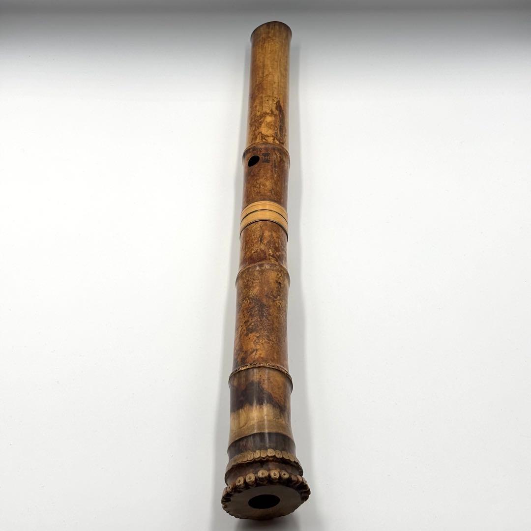 尺八　竹治　琴古流　銀三線　1尺6寸　1印　約48cm 収納袋　和楽器