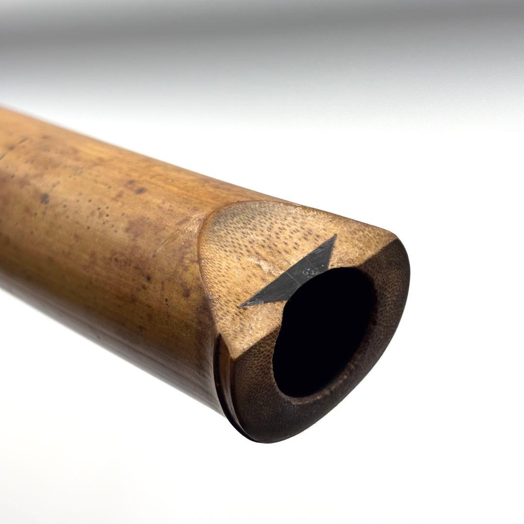 尺八　竹治　琴古流　銀三線　1尺6寸　1印　約48cm 収納袋　和楽器