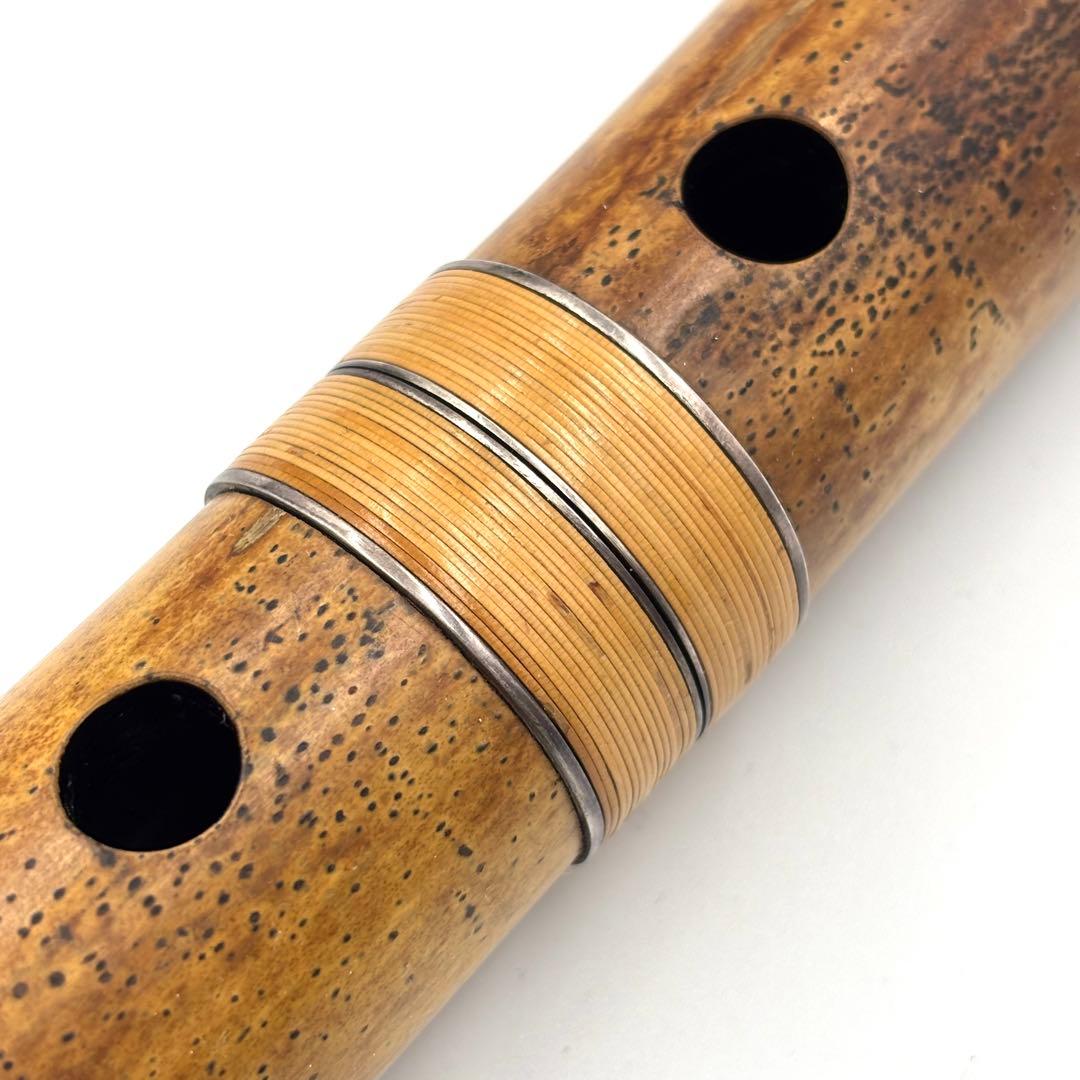 尺八　竹治　琴古流　銀三線　1尺6寸　1印　約48cm 収納袋　和楽器