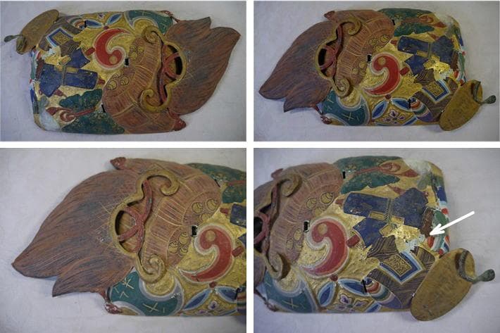 金工細工　宝舟　縁起物尽くし　45cm 迎春　笠・小判・宝珠・巻物・宝袋など