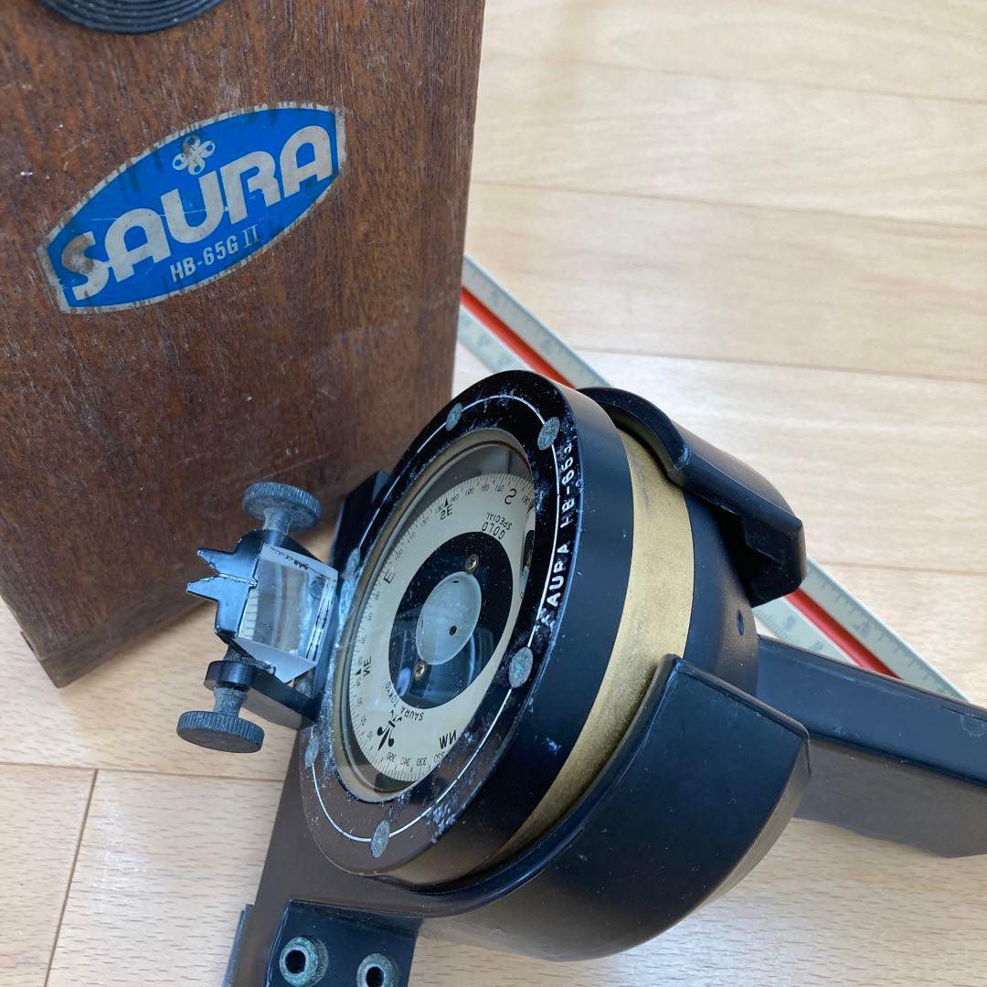 航海ハンドコンパス船舶用アンティーク羅針盤SAURA 佐浦羅針盤ブラケット付