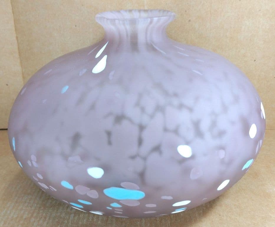 【本物保証】藤田喬平 手吹 金彩 花瓶(薄紫系) 共箱 栞 デパートカード