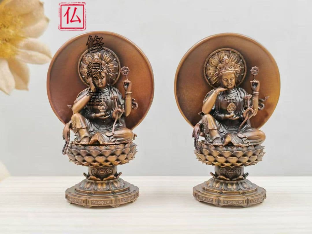 【修縁堂】真言宗 法器 青銅着色 如意輪観音 仏教法具