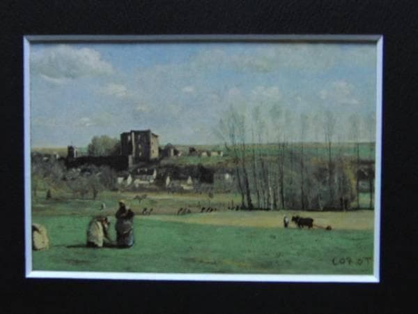 コロー、ラ・フェルテ・ミロンの風景、希少画集画、新品高級額、額装付