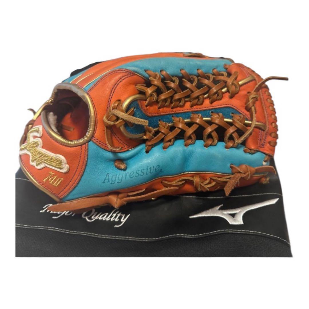 Slagger 軟式グローブ 青オレンジ、オーダーグローブ