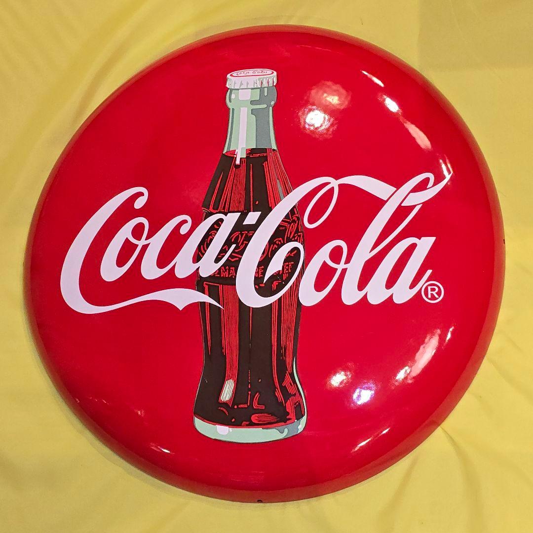 コカコーラ　美品　特大　ホーロー　看板　ボタンサイン　昭和レトロ　アンティーク