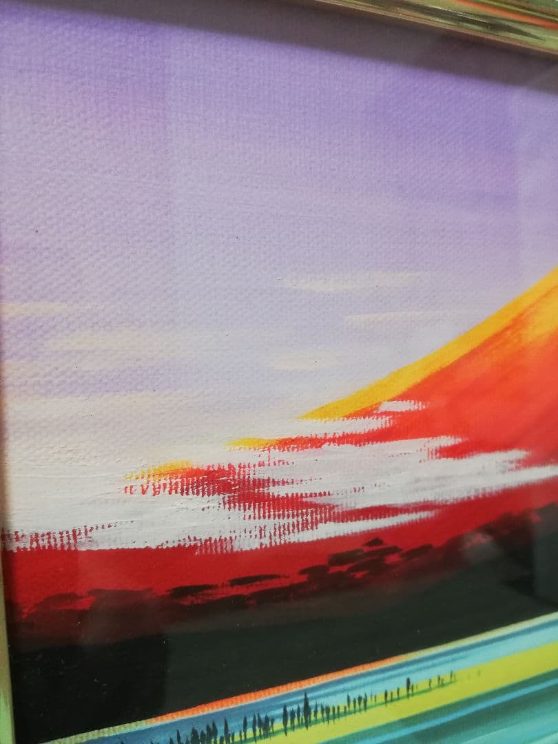 絵画　油絵　開運　赤富士　梅木愛子　原画　　日本画