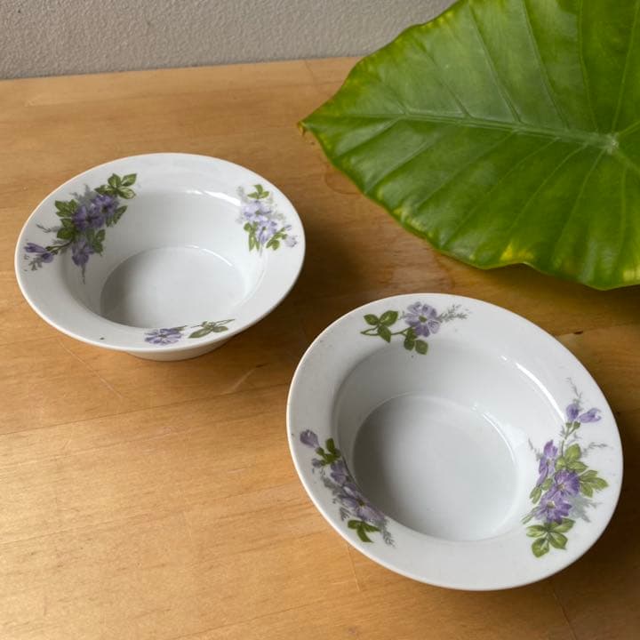 レア　RC オールドノリタケ　カスタードカップ　2客　小皿　スミレ　デザート