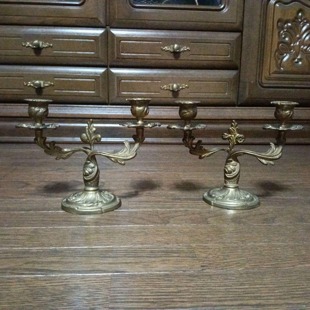 昔のキャンドルスタンド２　真鍮製　２個セット