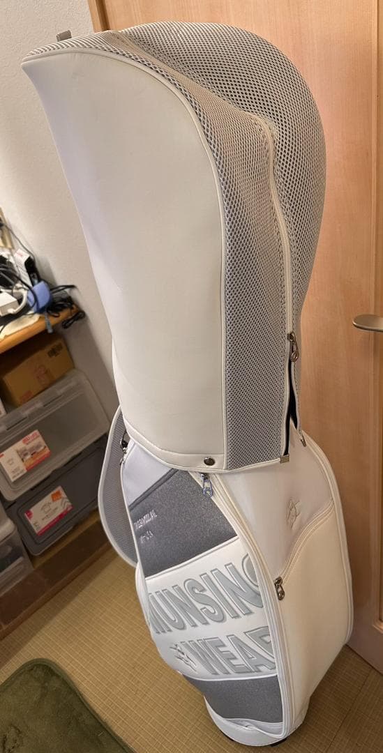 Munsingwear ゴルフキャディバッグ ホワイト/グレー　フード付き