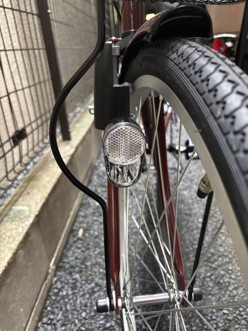 【新品同様】シティサイクル バスケット付きバーガンディ色【引き取り限定】名古屋市