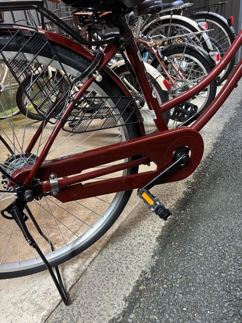 【新品同様】シティサイクル バスケット付きバーガンディ色【引き取り限定】名古屋市