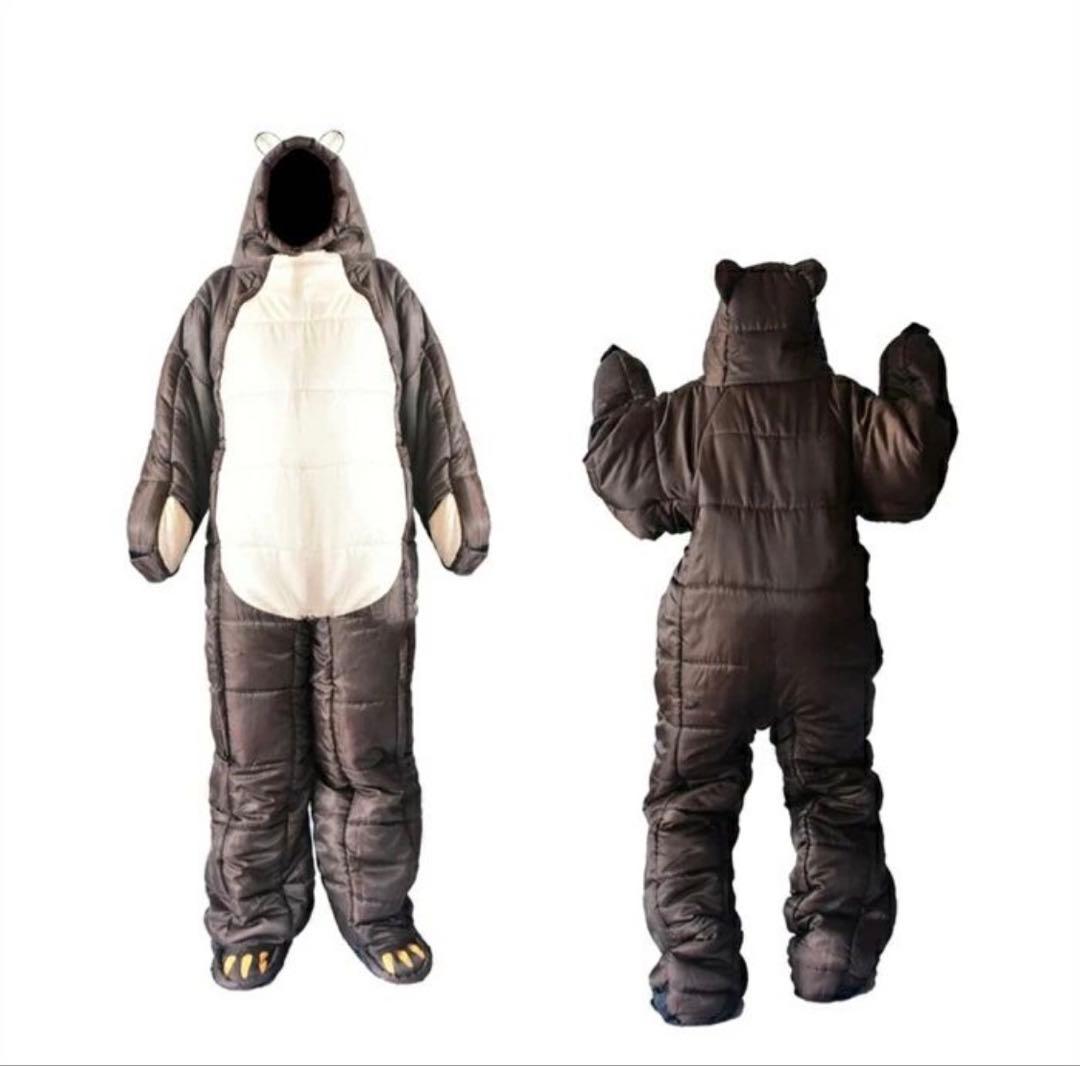 【歩ける寝袋】人型シュラフ L 熊 着る寝袋 防寒 撥水 車中泊 防災 極暖