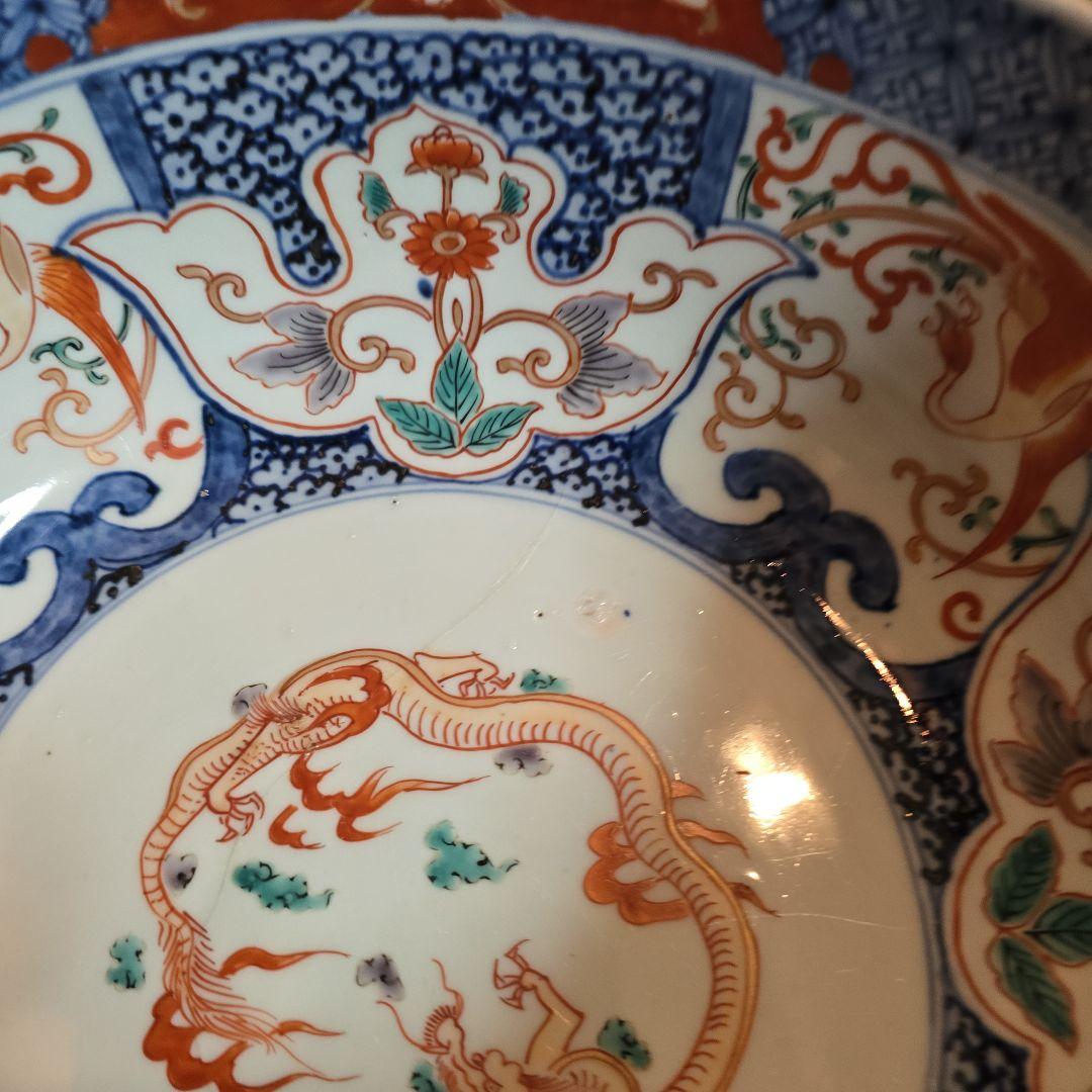 【骨董品】古伊万里　明治 赤絵皿 色絵 金彩 大皿