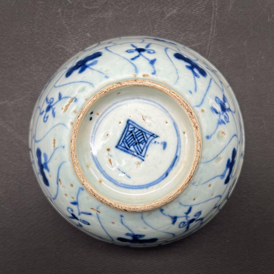 中国美術 古玩 骨董品 清代 雲紋樣青花大碗 古道具