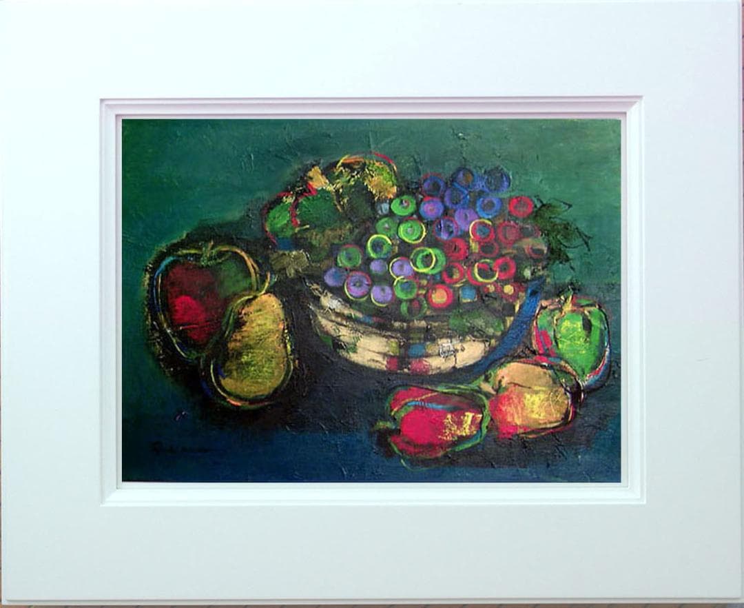 油絵 菅家令子 絵 絵画 インテリア 額付(黒) uF6-061304 フルーツ